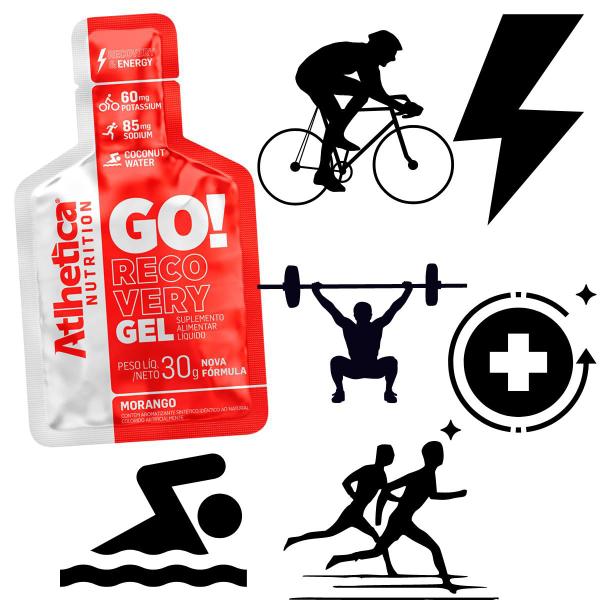 Imagem de 2x Gel Carb Go Recovery Atlhetica Energia Endurance Cx10x30g