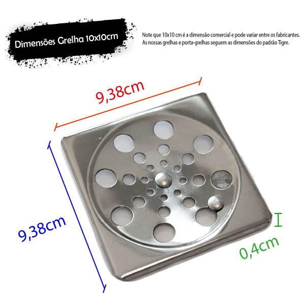 Imagem de 2x Grelhas Quadradas 10x10cm p/ Ralo Inox Anti Odor GQ1002