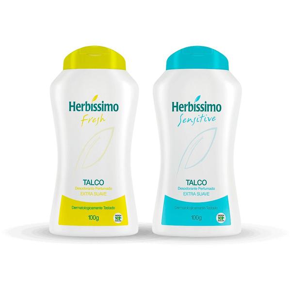 Imagem de 2x herbíssimo sensitive talco desodorante perfumado extra suave deixa pele limpa e protegida 100g