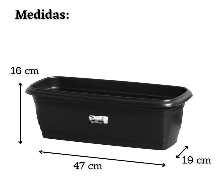 Imagem de 2x Jardineira Plástica 50 Preta (8 Litros) Rischioto