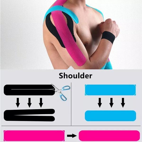 Imagem de 2x Kinesio Tape Bandagem Fita Adesiva Elastica Cinesiologica Funcional Fitness Muscular Rolo Adesivo