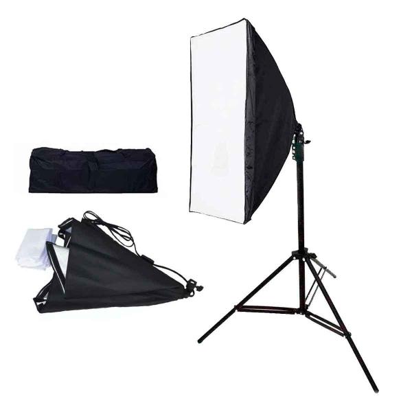 Imagem de 2X Kit Luz Contínua Softbox 50X70Cm + Tripé 2M E27 Estúdio