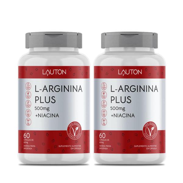 Imagem de 2x L-Arginina Plus 500mg Lauton 60 Cápsulas