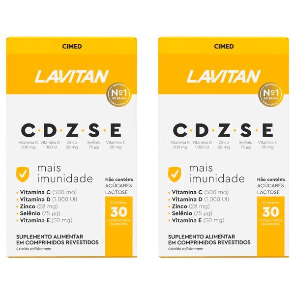 Imagem de 2x Lavitan Rico em Vitaminas C 500mg D 1000ui Z 28mg S 75mcg E 50mg 30cp Cimed