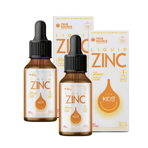 Imagem de 2x Liquid Zinco 5mg Kids Sabor Morango True Source 30ml