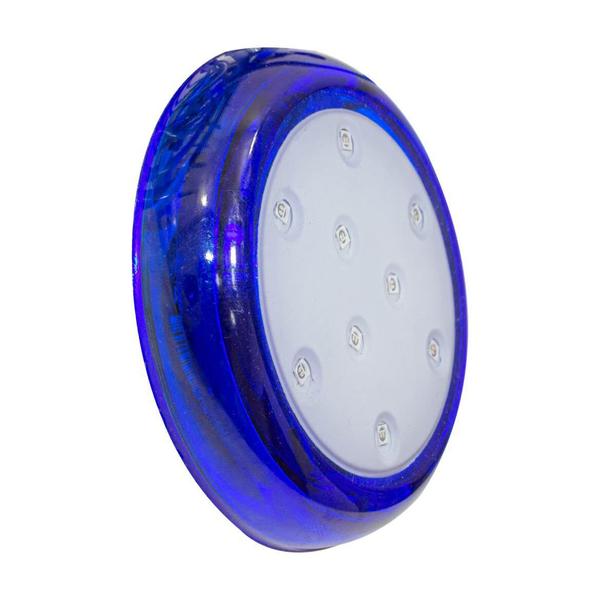 Imagem de 2x Luminária Piscina Azul Led Ø80mm 9w Luz Azul + Fonte 2A St1847