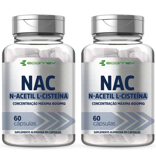 2x Nac 600mg Concentrado 120 Cápsulas (Kit 4 Meses de Uso ) Ecomev