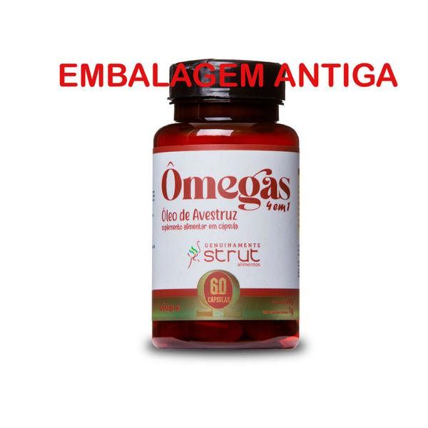 Imagem de 2x oleo de avestruz 60caps 1.000mg  strut omega 3 6 7 9