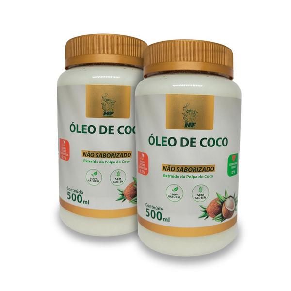 Imagem de 2x OLEO DE COCO 500ML ORGANICO NAO SABORIZADO HF SUPLEMENTS