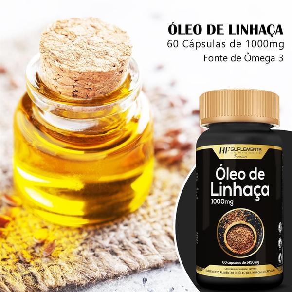 Imagem de 2x óleo de linhaça 1450mg 60caps premium hf suplements