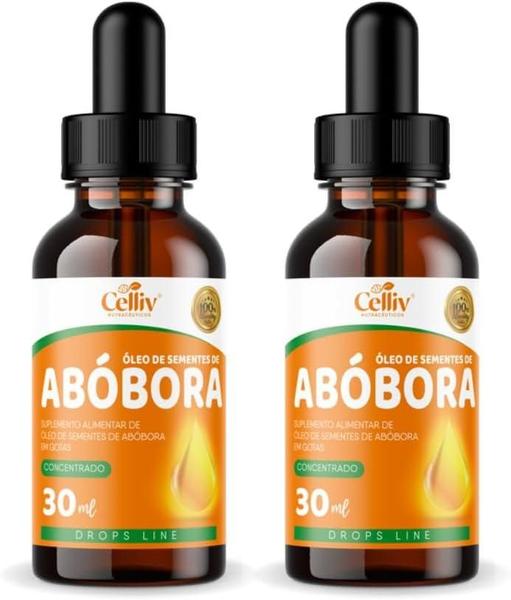 Imagem de 2x Óleo de Semente de Abóbora Rico em Vitamina E em Gotas 30ml Celliv