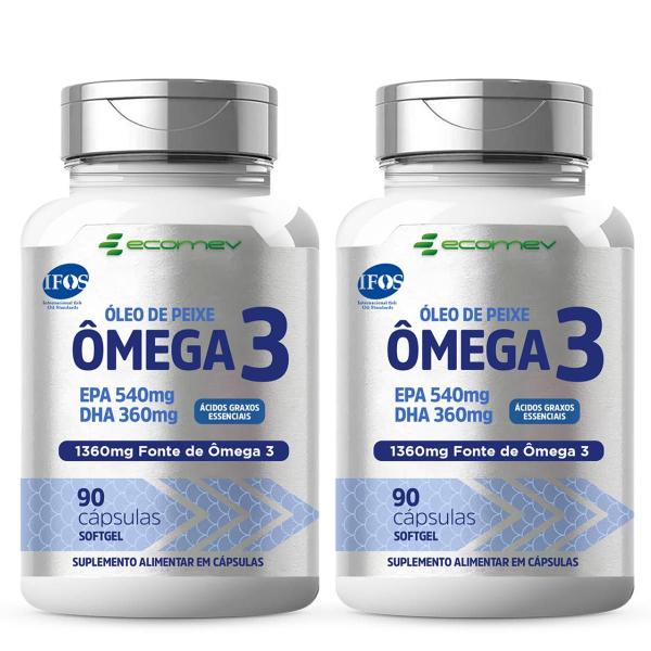 Imagem de  2x Omega 3 1360mg Ultra Epa Dha Selo Pureza IFOS 180cáps Ecomev