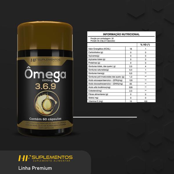 2x OMEGA 3 6 9 60CAPS PEIXE LINHAÇA BORRAGEM HF SUPLEMENTS - HF SUPLEMENTOS Imagem de 2x OMEGA 3 6 9 60CAPS PEIXE LINHAÇA BORRAGEM HF SUPLEMENTS