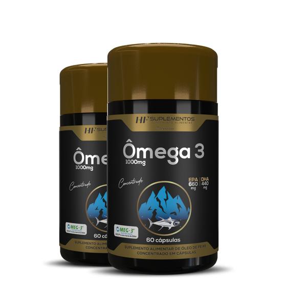 Imagem de 2x omega 3 oleo de peixe concentrado sem sabor 1450mg 60caps