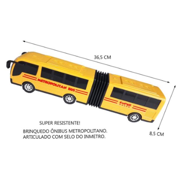 Imagem de 2x Ônibus Metropolitano Articulado Miniatura Brinquedo Na Solapa - Diverplas