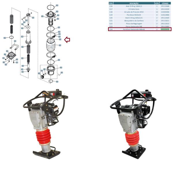 Imagem de 2x Parafusos Sextavado M8x40 P/ Compactador de solo RAM 75M