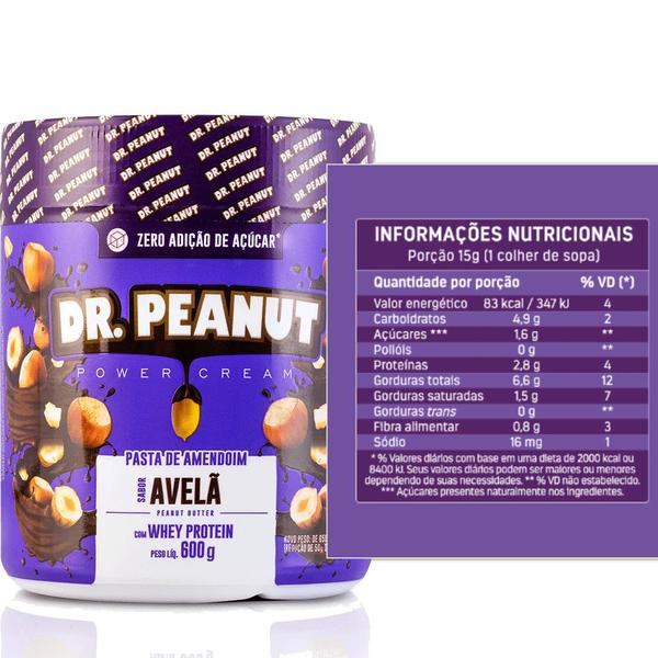 Imagem de 2x pasta de amendoim 600g com whey protein - dr peanut