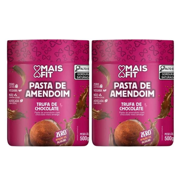 2x Pasta de Amendoim Zero Açúcar Trufa de Chocolate MaisFit 500g Imagem de 2x Pasta de Amendoim Zero Açúcar Trufa de Chocolate MaisFit 500g