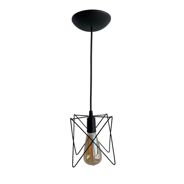 2X Pendente Aramado Poptem Estrela 1 Lampada Preto Imagem de 2X Pendente Aramado Poptem Estrela 1 Lampada Preto