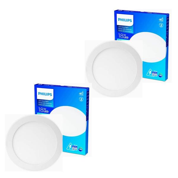 Imagem de 2x Plafon Painel Luminaria Teto Led Philips 18w 3000k Embut