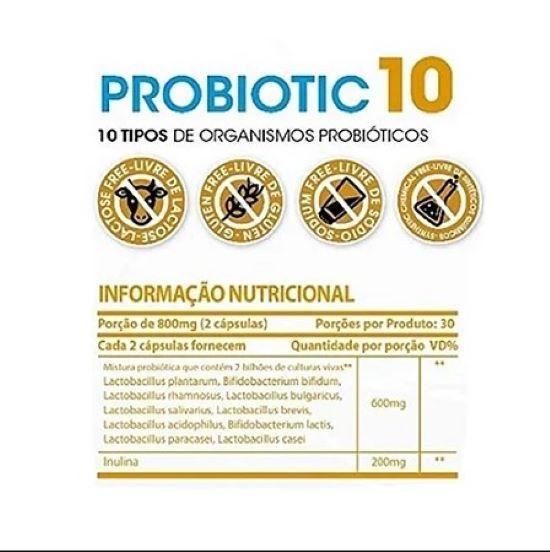 Imagem de 2x Probiotic10 800mg 60 caps - Sunfood 10 tipos probioticos
