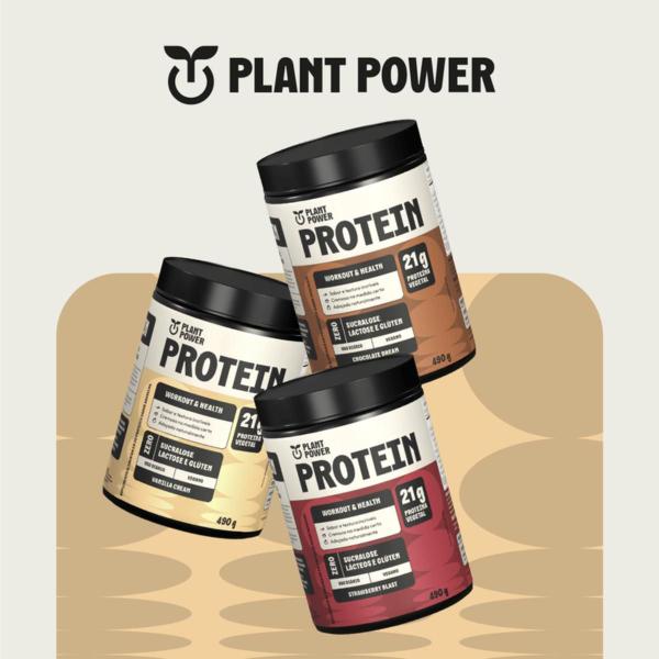 Imagem de 2x Proteína Vegana Morango Plant Power 490g