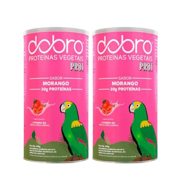 Imagem de 2x Proteina Vegana Prot Dobro Morango 450g