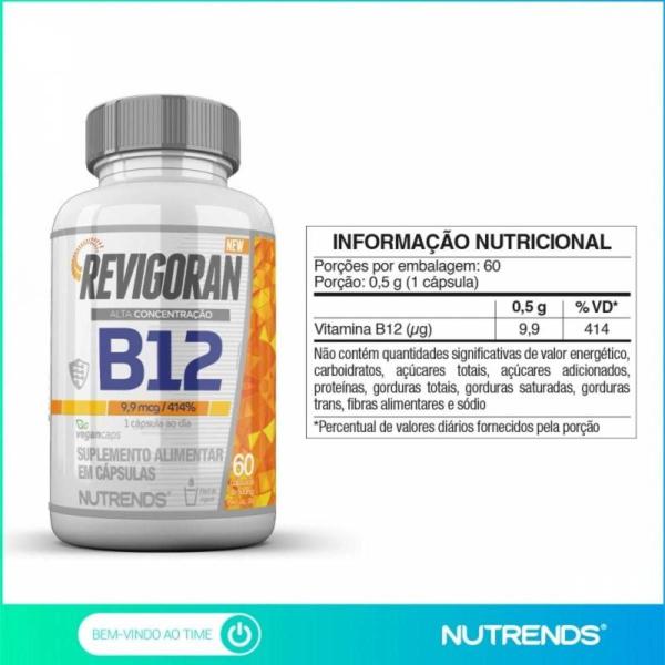 Imagem de 2x Revigoran Vitamina B12 9,94mcg Nutrends 60 Cápsulas