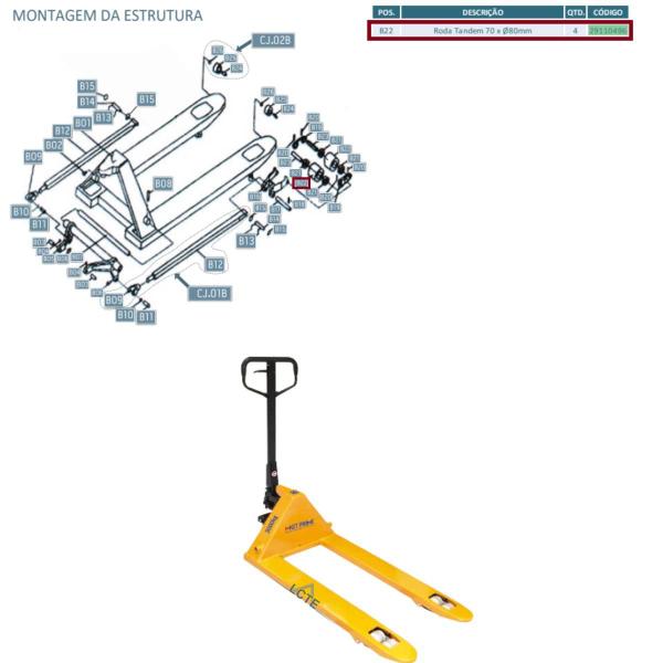 Imagem de 2x Rodas Tandem em Nylon 80x70mm 29110496 Transpallet 3000KG