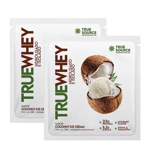 Imagem de 2x Sachê True Whey Proteína Coconut Ice Cream True Source 32g