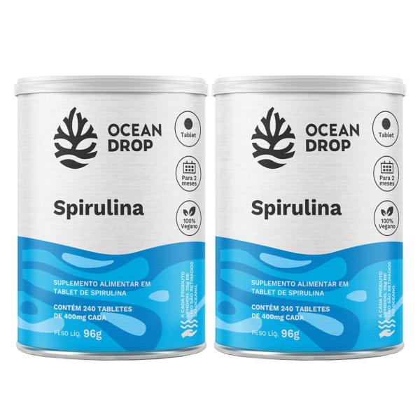 Imagem de 2x Spirulina Ferro Vitamina B12 Ocean Drop 240 Tabletes