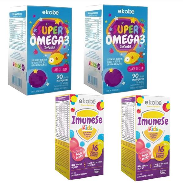 Imagem de 2x Super Ômega 3 + 2x Imunese Kids 16 Vitaminas- Ekobé Kids