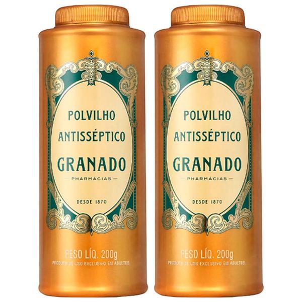 Imagem de 2x talco polvilho antisséptico granado tradicional para pés axilas deixa pele seca e protegida 200g