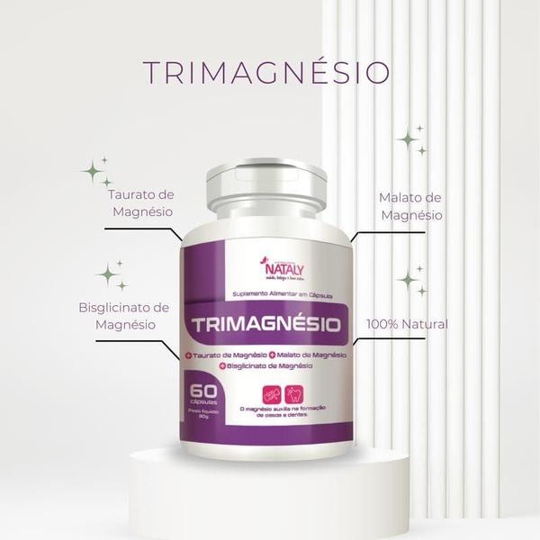 Imagem de 2x Trimagnésio (taurato,malato e bisglicinato) 60 Capsulas de 500mg Nataly