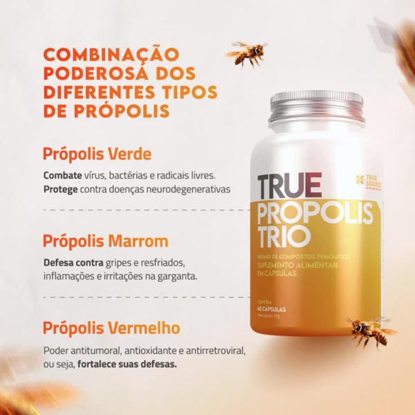 Imagem de 2x True Própolis Trio Vermelho Marrom Verde True Source 60 Cápsulas