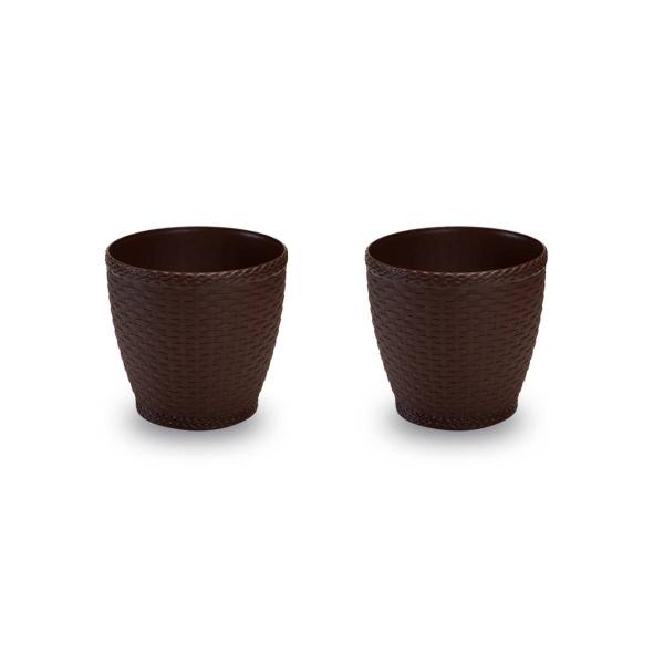 Imagem de 2X Vaso Rattan Mini (1,8L) Coffee INJEPLASTEC