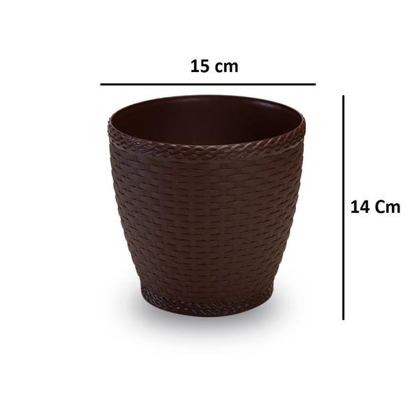 Imagem de 2X Vaso Rattan Mini (1,8L) Coffee INJEPLASTEC