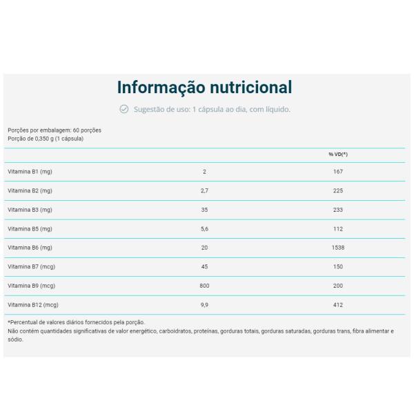 Imagem de 2x Vital B+ Complexo De Vitaminas Vital Âtman 60 Cápsulas