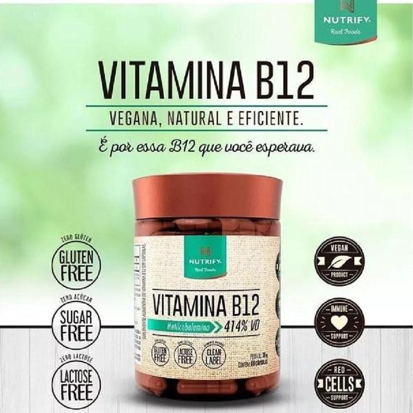 Imagem de 2x Vitamina B12 Vegana Nutrify 60 Cáps Metilcobalamina 414% Vd