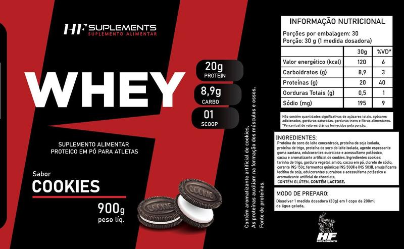 Imagem de 2x whey protein de cookies 900g hf suplements