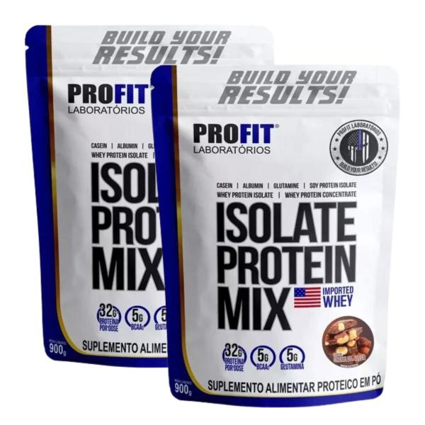 2x Whey Protein Isolado Mix Refil Creme de Avela Profit 900g Imagem de 2x Whey Protein Isolado Mix Refil Creme de Avela Profit 900g
