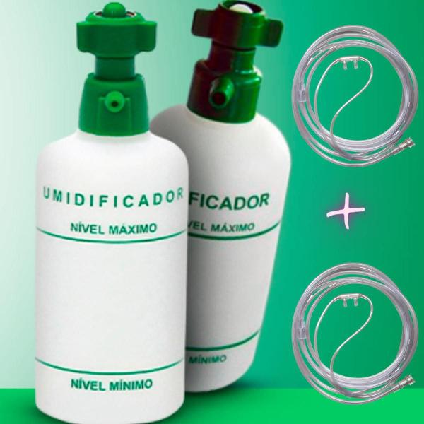 Imagem de 2x2 kit Copo Umidificador cânula de Silicone Medicinal salter labs cilindro de Oxigênio anvisa Fg