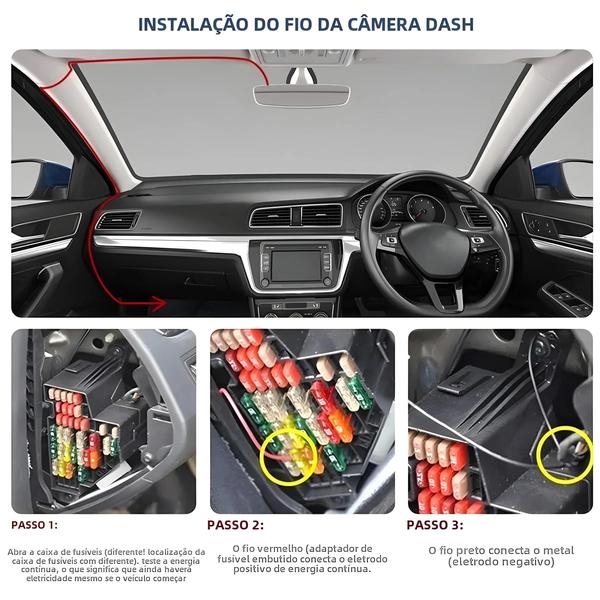 Imagem de 3.2m Carro Traço Cam Dvr Kit Cabo Hardwire 12 24v a 5v Mini Micro Usb Carregador Linha Câmera