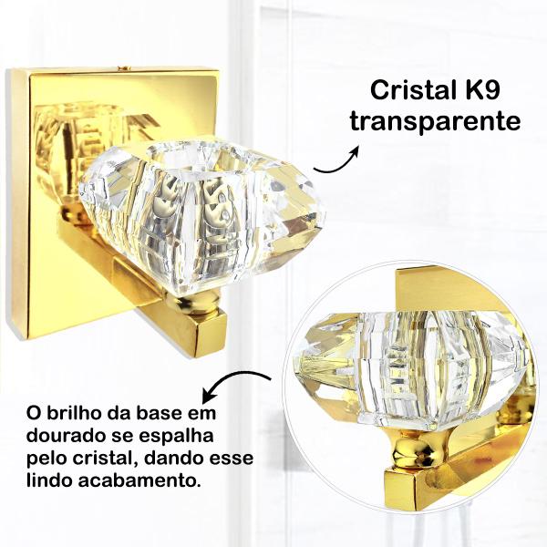 Imagem de 3 Arandela Cristal K9 Dourado Brilhoso Cindy Lavabo Bet40