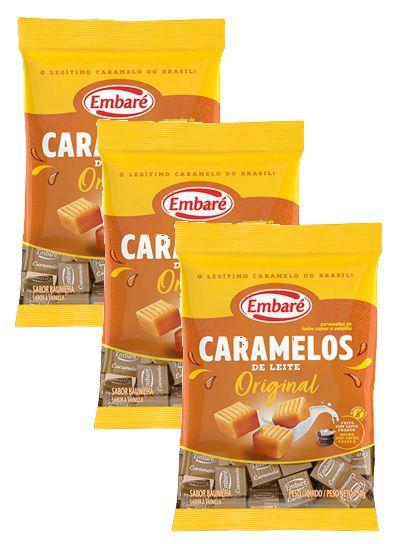 Imagem de 3 Bala de Caramelo Leite Sabor Baunilha Original Embaré 660g