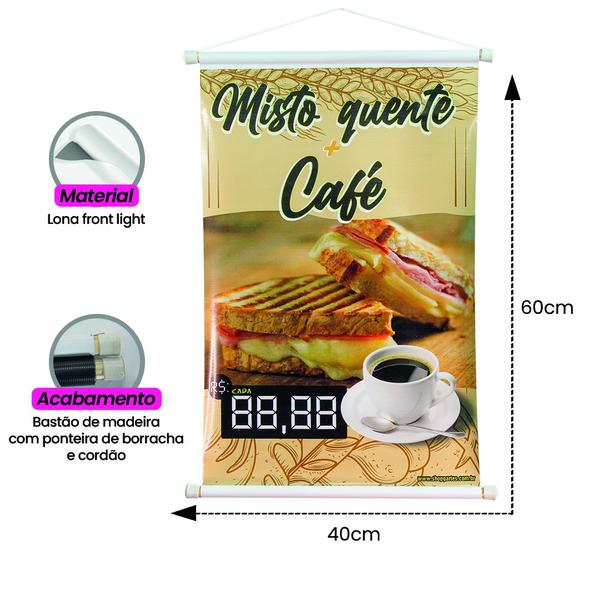 Imagem de 3 Banners Misto Quente + Café - Preço Editável