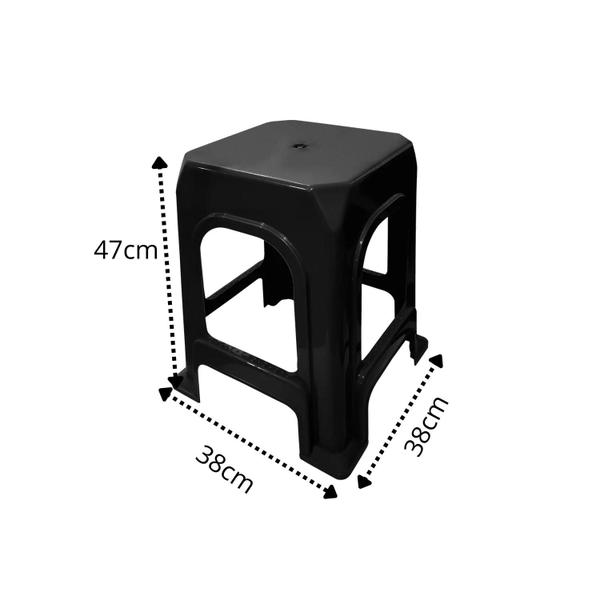 Imagem de 3 Banquetas Banco Plástica Reforçada Suporta 182kg Preta