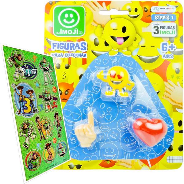 Imagem de 3 Bonecos Emoji Figuras Divertidas Multikids + Adesivo J