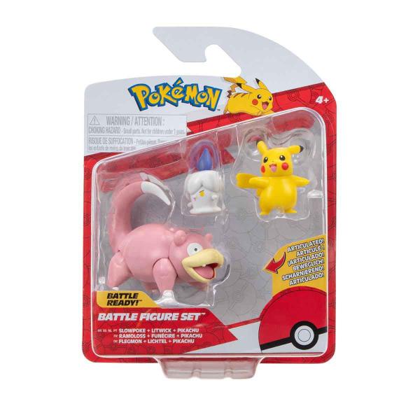 Imagem de 3 Bonecos Slowpoke, Litwick e Pikachu - Pokémon