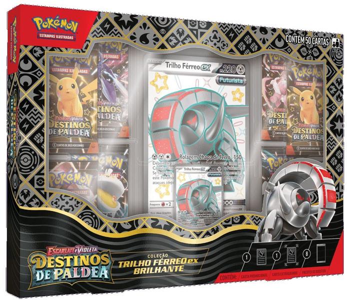 Imagem de 3 Box Pokémon Escarlate Violeta Destinos de Paldea Charizard Trilho Férreo Presa Grande